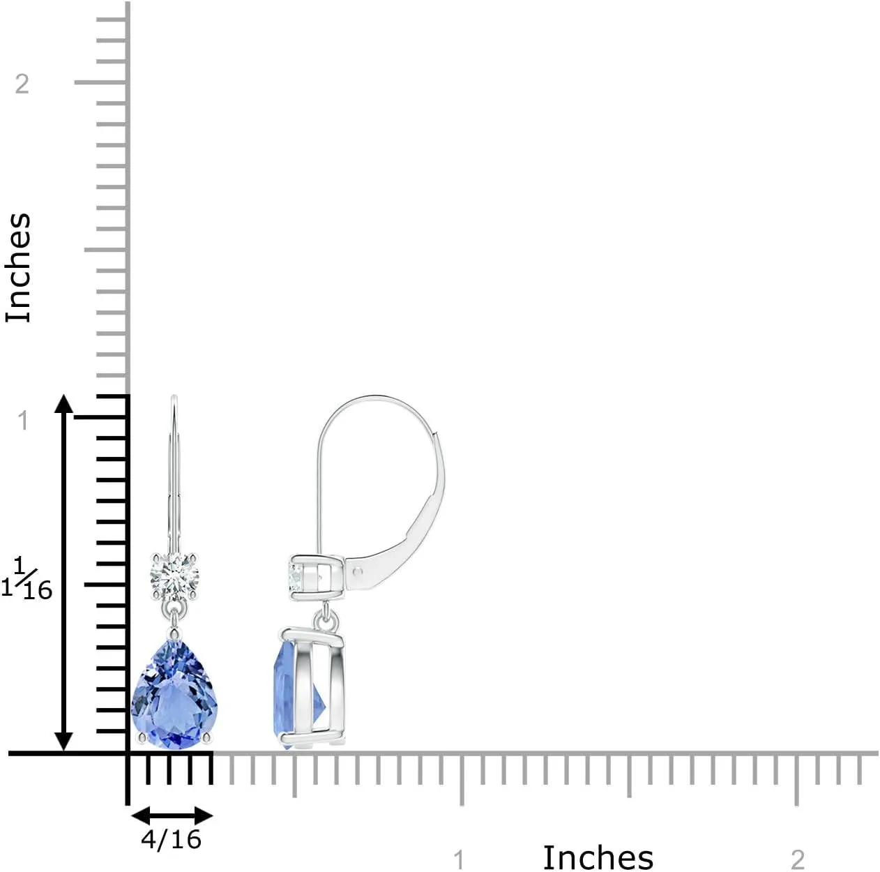 ANGARA Natural Pear Tanzanite Leverback Drop Earrings with Diamond in 14K Solid Gold/Platinum | December Birthstone, Birthday, Engagement, Anniversary, Wedding Jewelry Gift for Women
