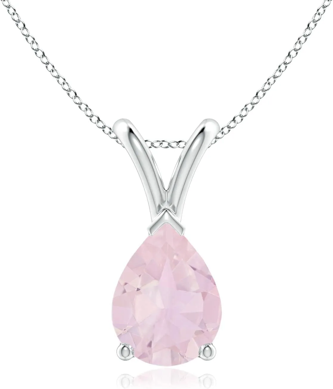 Angara Natural Rose Quartz Classic Pendant Necklace for Women in Silver/14K Solid Gold/Platinum | Birthday, Anniversary, Wedding Jewelry Gift For Women