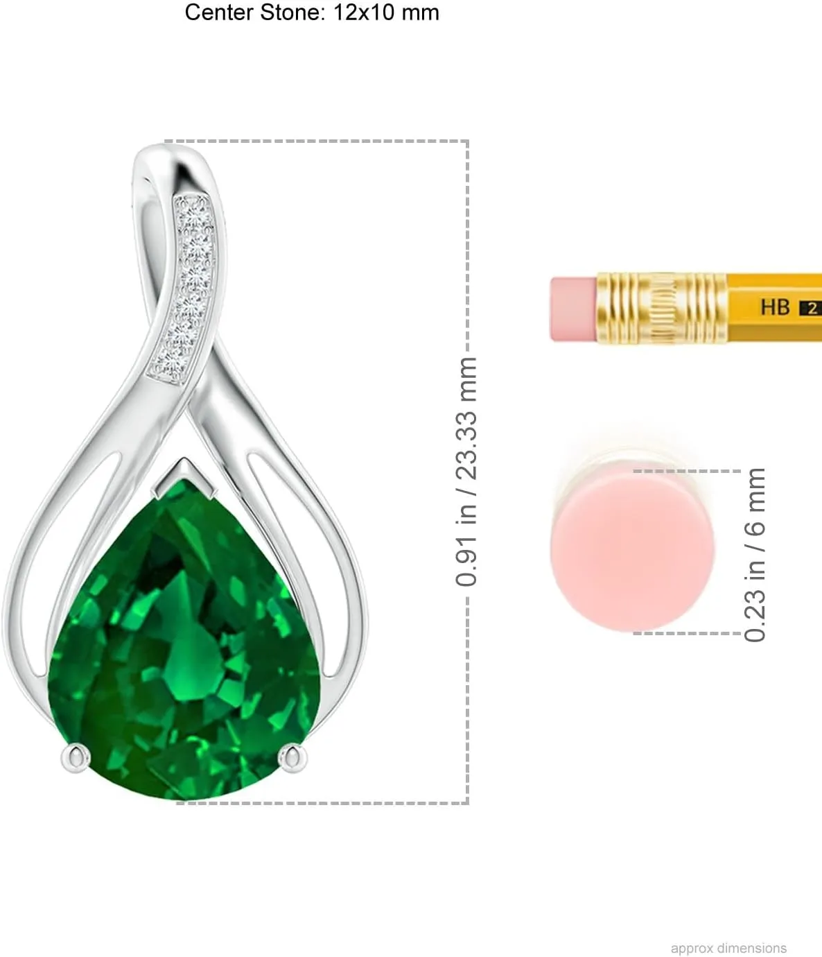 Angara Pear Lab Grown Emerald Infinity Twist Pendant with Diamonds in 14K Solid Gold/Platinum | May Birthstone, Birthday, Engagement, Anniversary, Wedding Jewelry Gift for Women