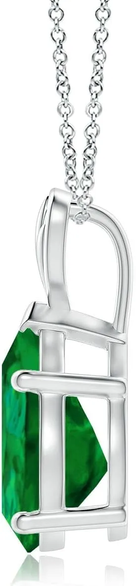 Angara Solitaire Pear-Shaped Lab Grown Emerald Classic Pendant in 14K Solid Gold/Platinum | May Birthstone, Birthday, Engagement, Anniversary, Wedding Jewelry Gift for Women