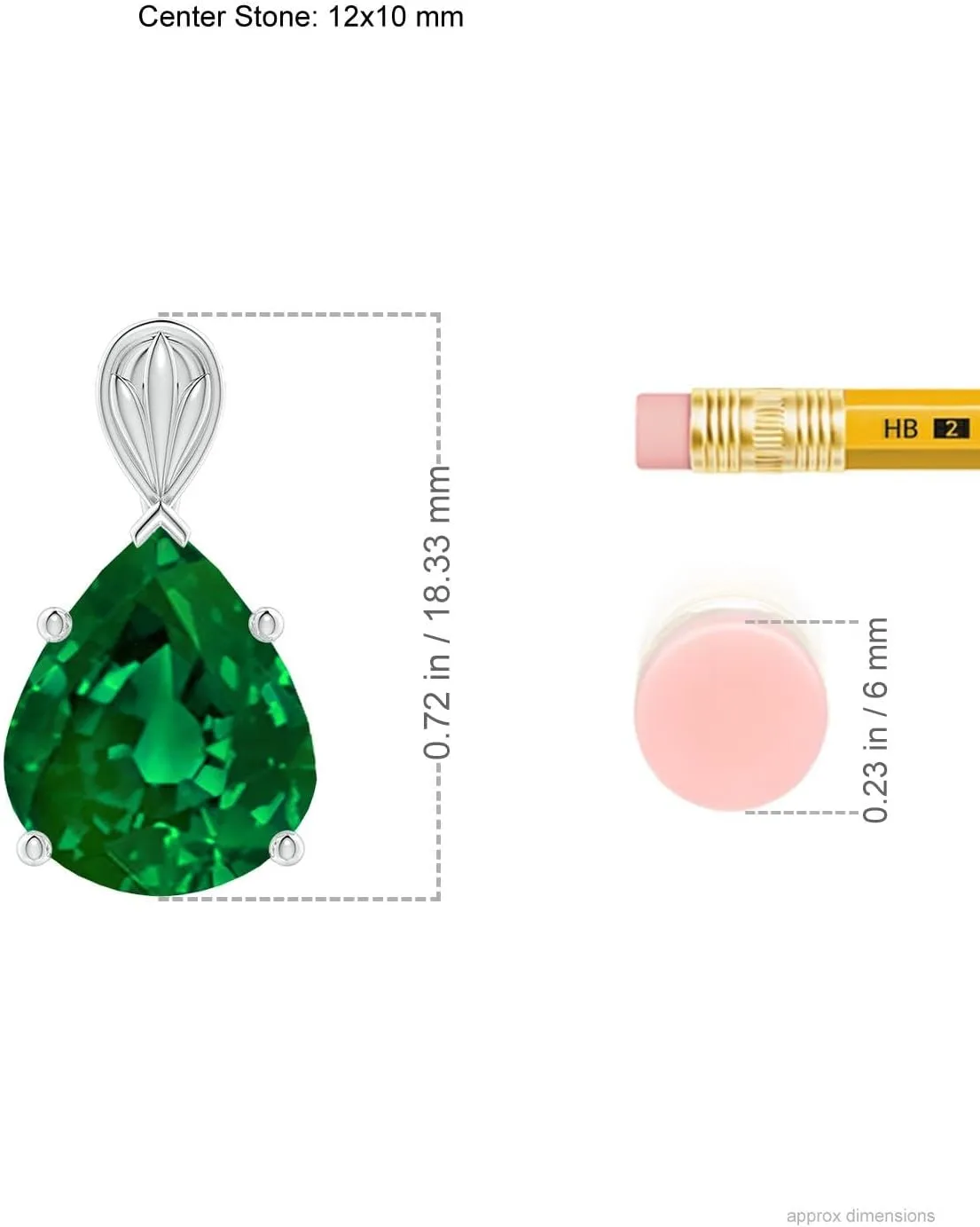 Angara Solitaire Pear-Shaped Lab Grown Emerald Classic Pendant in 14K Solid Gold/Platinum | May Birthstone, Birthday, Engagement, Anniversary, Wedding Jewelry Gift for Women