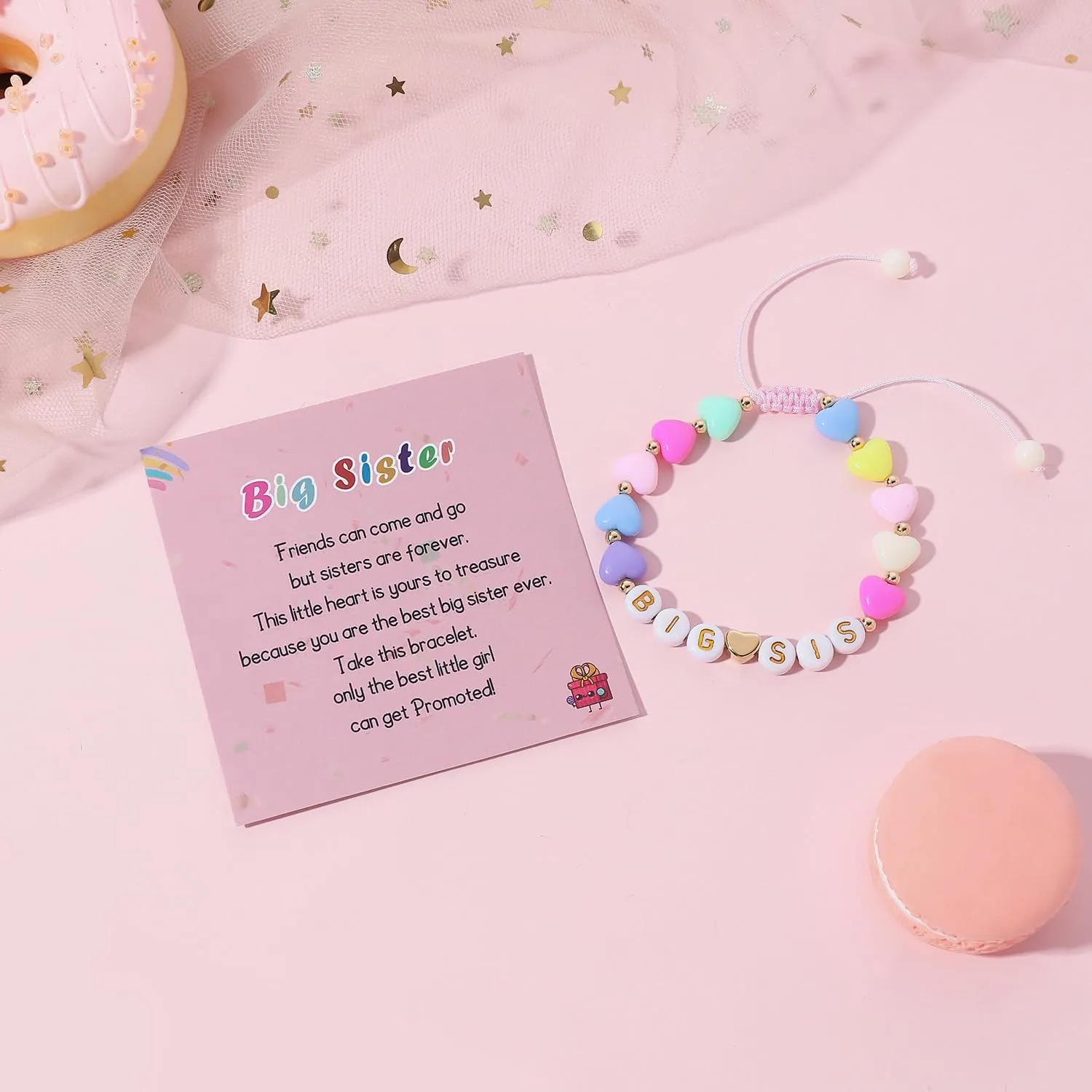Artlunar Big Sister Bracelet, Colorful Little Girls' Sister Jewelry, Letter Beads Bracelet, Sister Jewelry Gifts for Daughter Granddaughter Niece Big Sister Girls