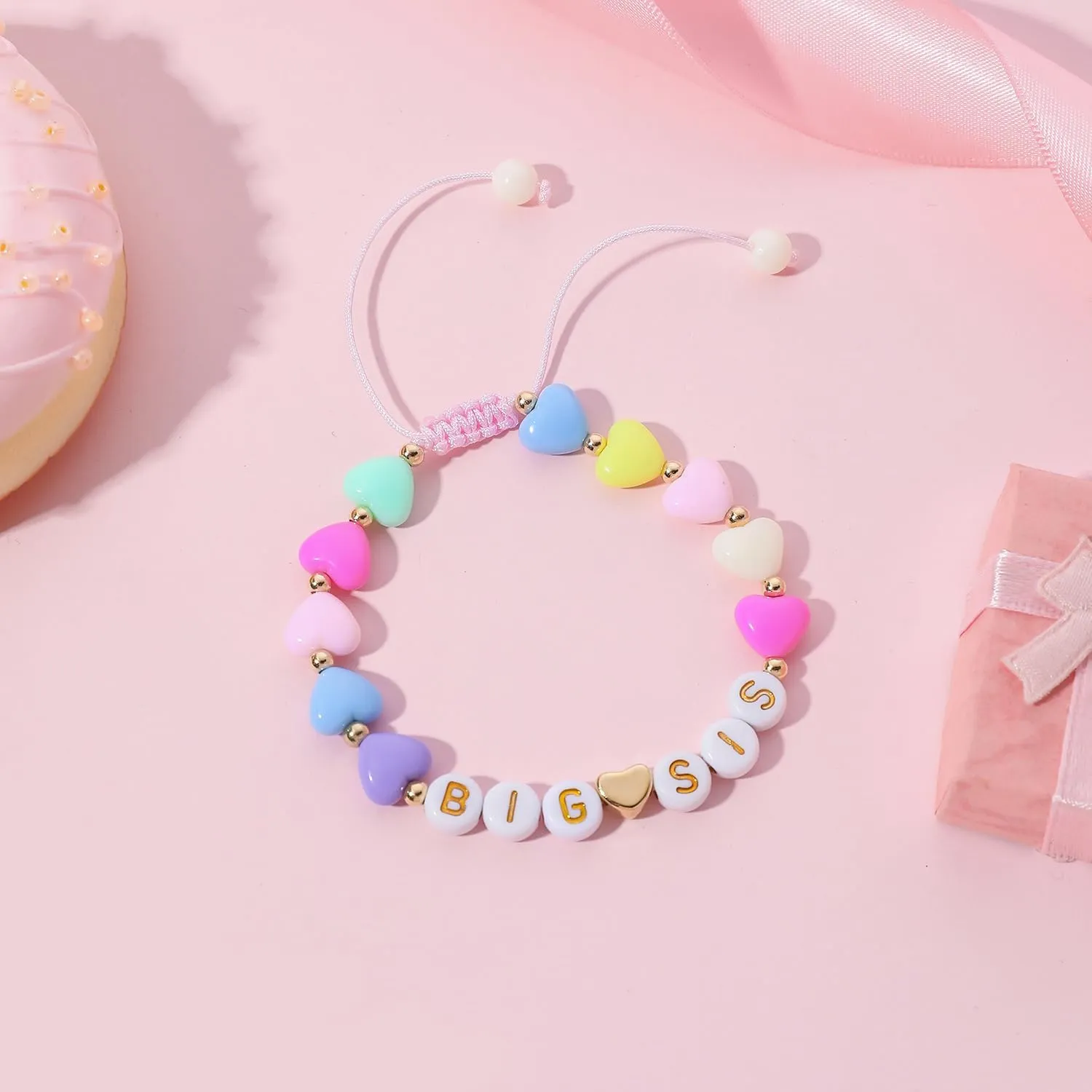 Artlunar Big Sister Bracelet, Colorful Little Girls' Sister Jewelry, Letter Beads Bracelet, Sister Jewelry Gifts for Daughter Granddaughter Niece Big Sister Girls