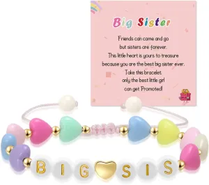 Artlunar Big Sister Bracelet, Colorful Little Girls' Sister Jewelry, Letter Beads Bracelet, Sister Jewelry Gifts for Daughter Granddaughter Niece Big Sister Girls