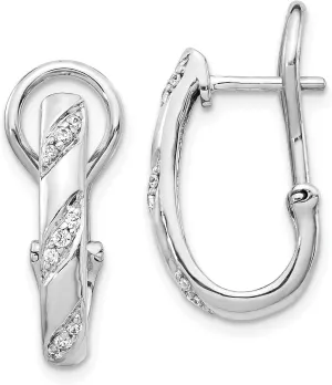 Avariah 14k White Gold Diamond Omega Back Earrings - 19mm