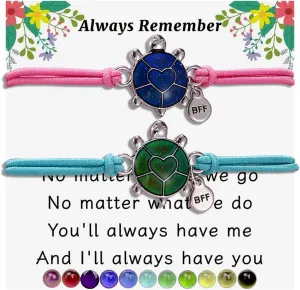 Axolotl/Sea Turtle BFF Bracelets for 2, Animal Friendship Bracelet, Mood Change Colour, Best Friend Turtle Axolotl Gifts