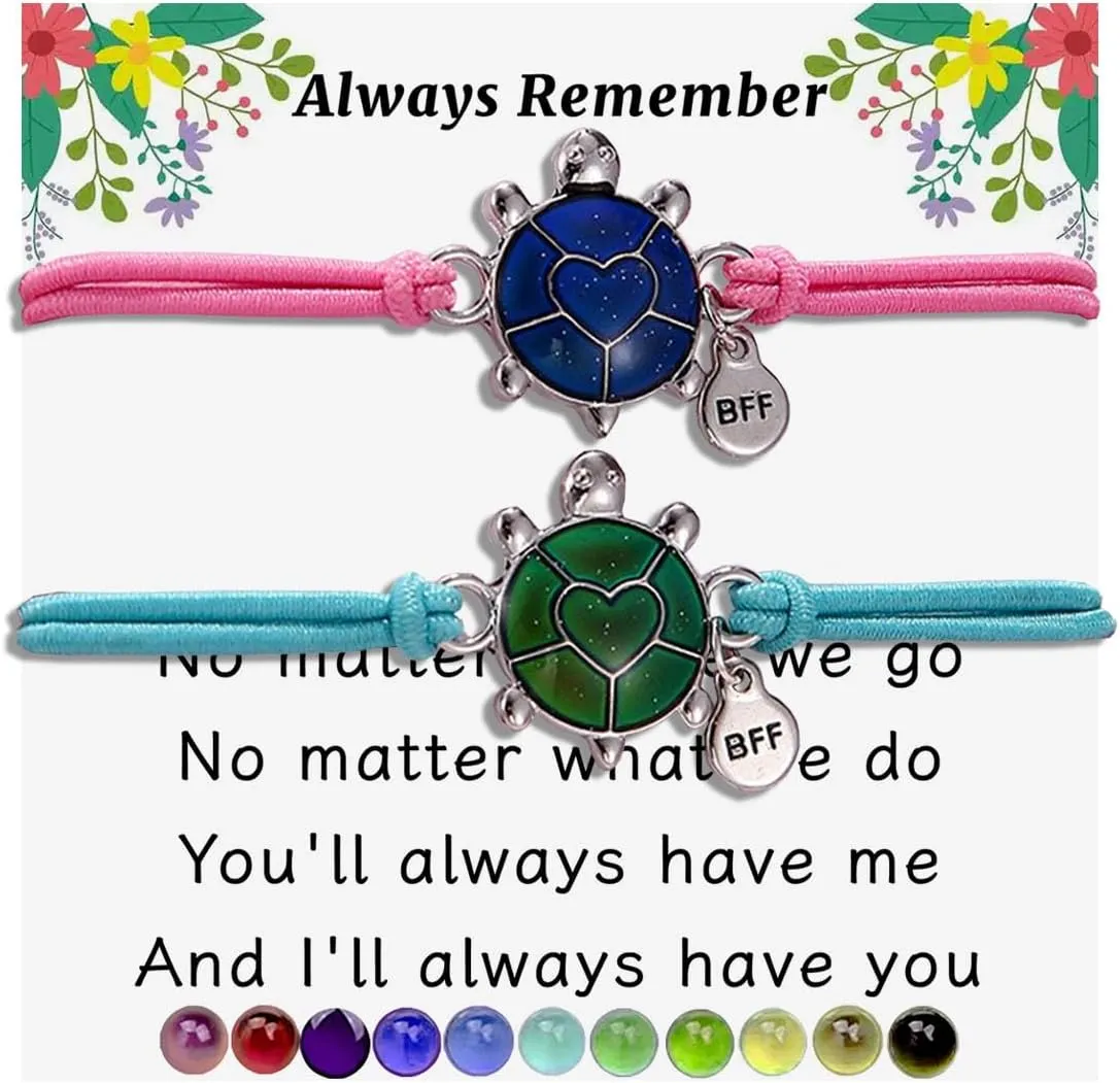 Axolotl/Sea Turtle BFF Bracelets for 2, Animal Friendship Bracelet, Mood Change Colour, Best Friend Turtle Axolotl Gifts