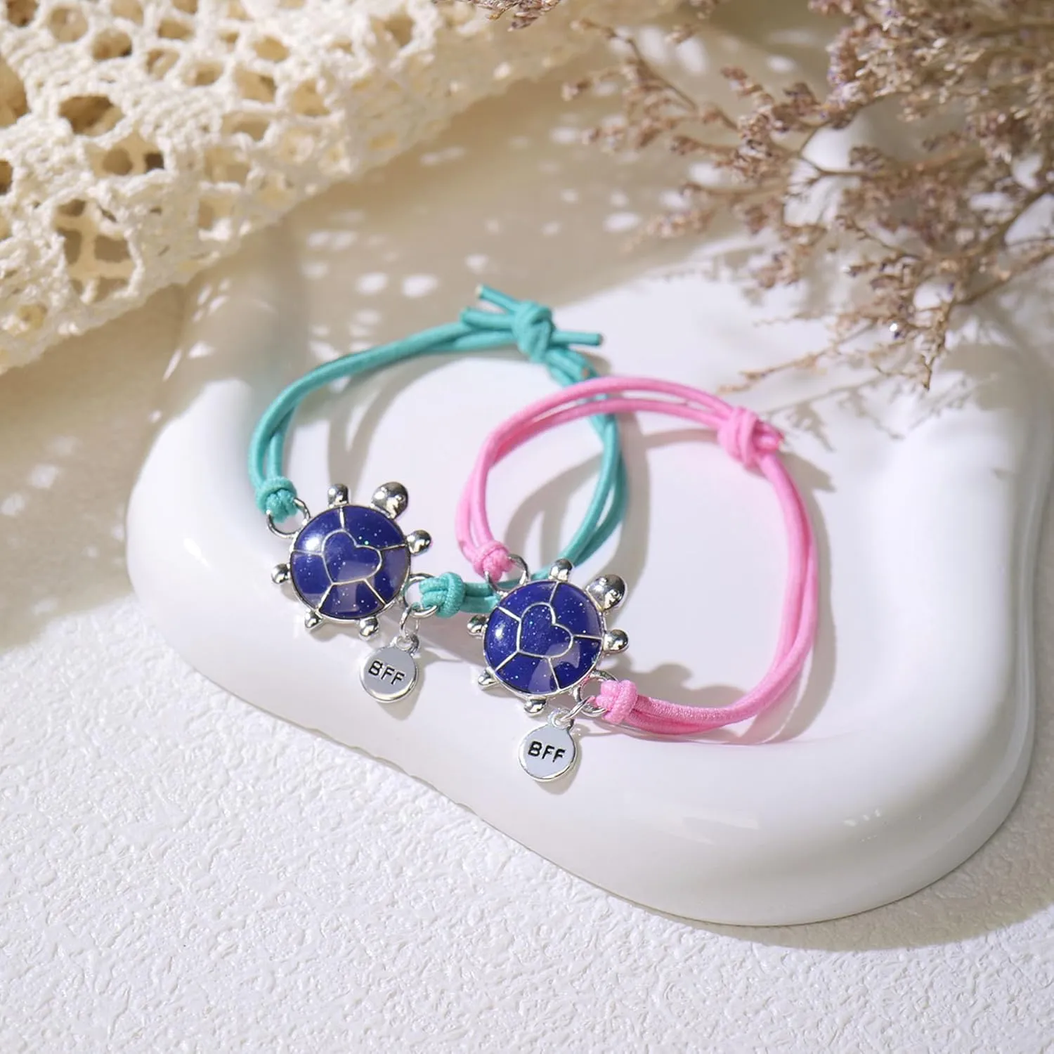 Axolotl/Sea Turtle BFF Bracelets for 2, Animal Friendship Bracelet, Mood Change Colour, Best Friend Turtle Axolotl Gifts