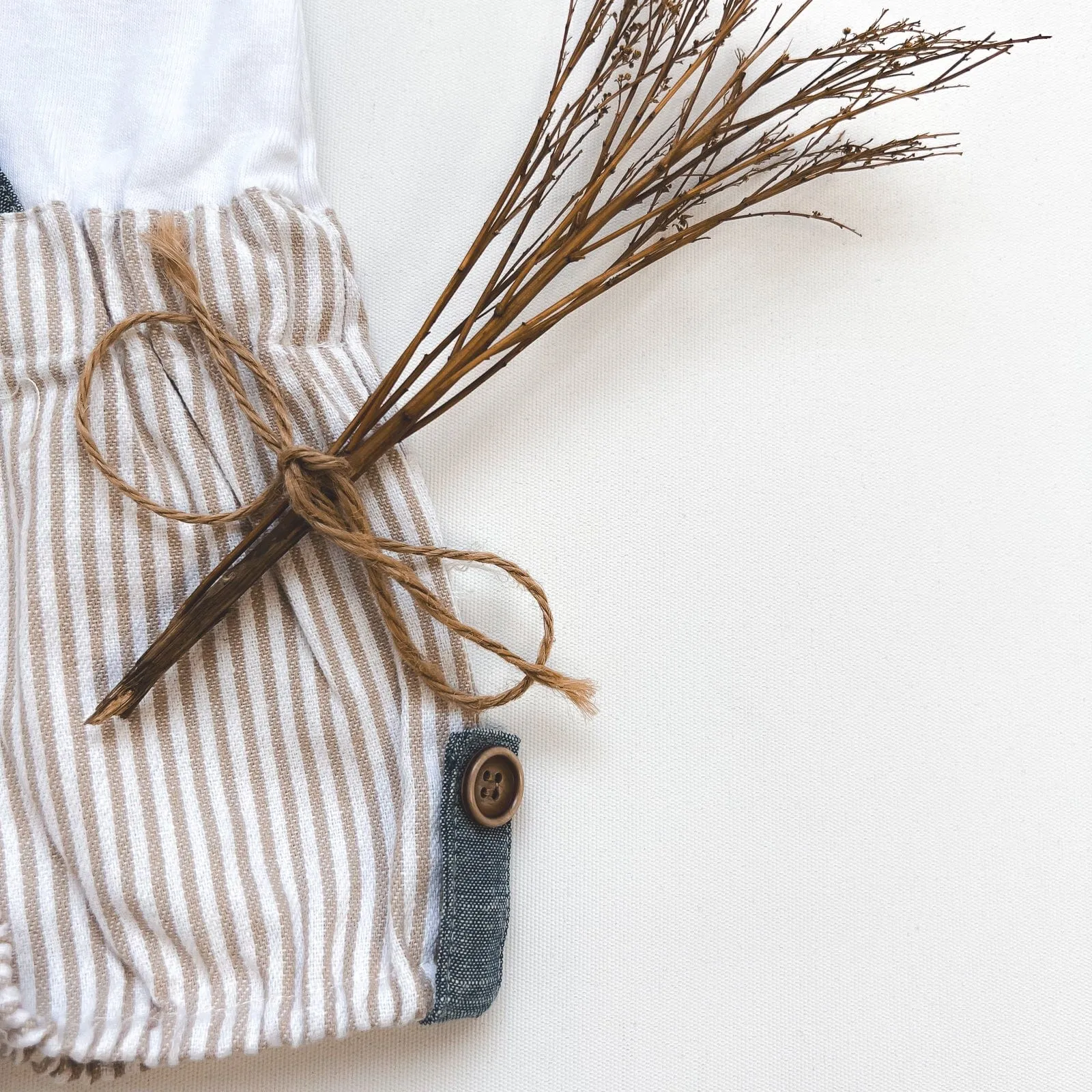 Baby Boys Roy Dungaree  | Beige Pinstripe