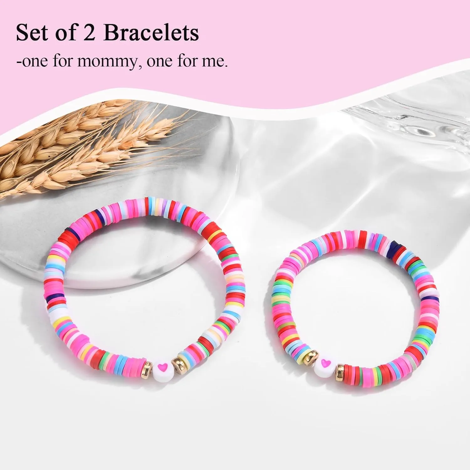Back to School/First Day of School Bracelet Gifts, First Day of Kindergarten Preschool First/Second Grade Bracelet Gifts, Set of 2 Colorful Elastic Rope Bracelet for Girls