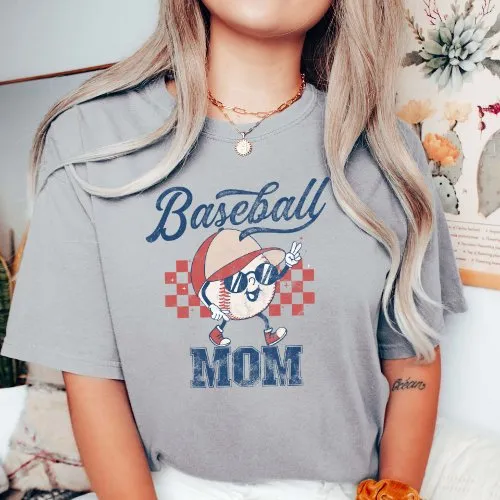 Baseball Mom Retro Comfort Color Tee