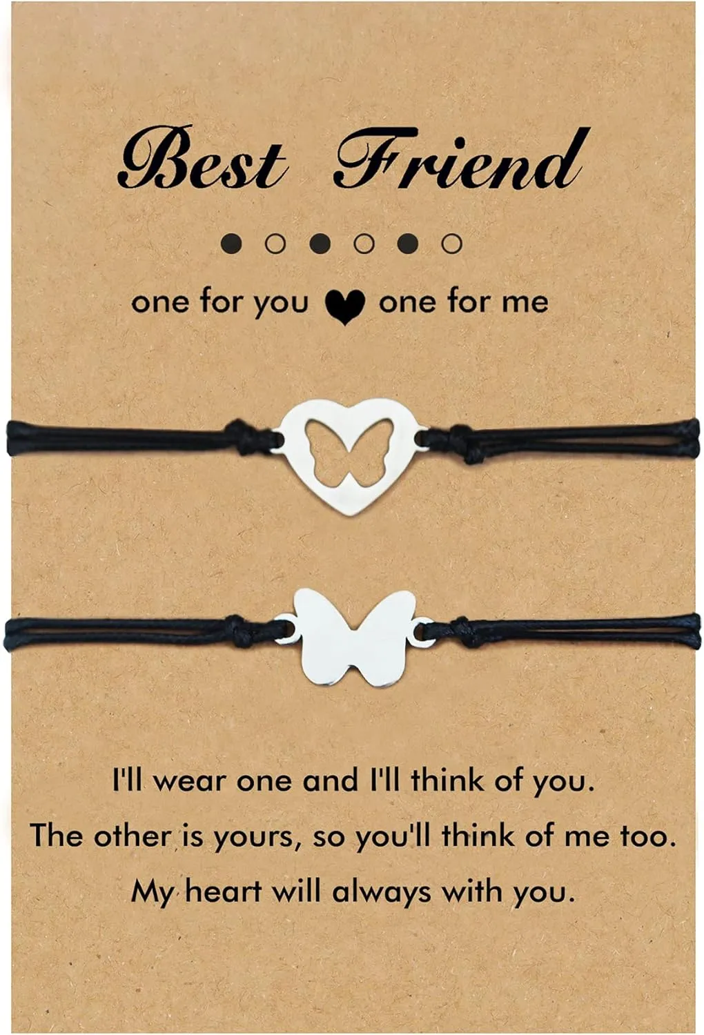 Baydurcan Friendship Bracelet for Best Friends Couple Family Adjustable Waterproof Handmade Cord Relationship Bracelets for 2 (Butterfly)