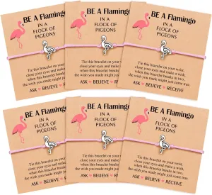 Be A Flamingo Wish Bracelets Set of 6, Birthday Flamingo Gifts for Women Best Friend Friendship