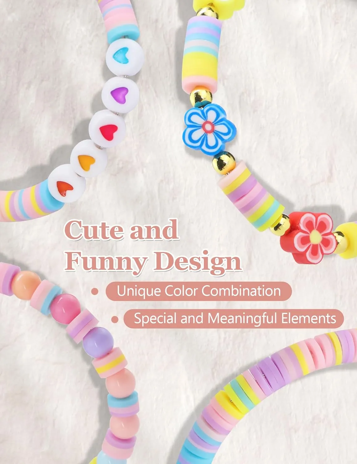 Beaded Bracelets Compatible with Apple Watch Band 42mm(S3/2/1) 44mm 45mm 46mm 49mm Women Cute Preppy Handmade Elastic Stretch Strap for iWatch Series 10/9/8/7/6/5/4/3/2/1/SE/Ultra (M)