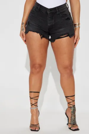 Best Behavior Low Stretch Denim Shorts - Black