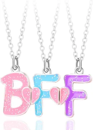 Best Friend Necklace Friendship Necklace Gifts Magnetic Matching BFF Necklace for 3 Girls