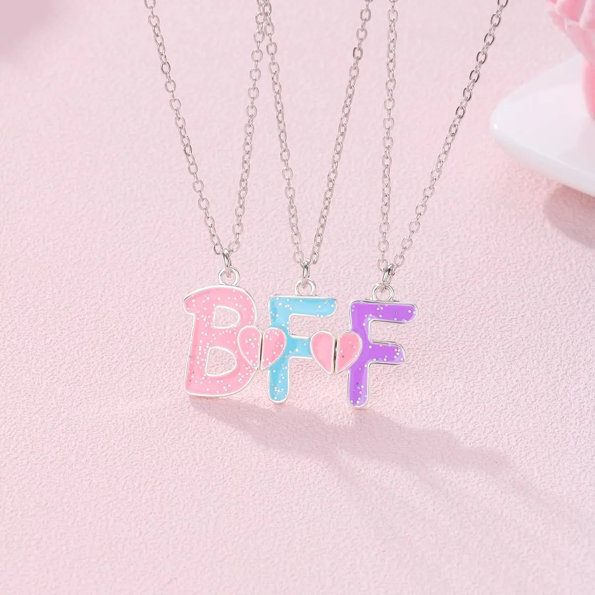 Best Friend Necklace Friendship Necklace Gifts Magnetic Matching BFF Necklace for 3 Girls