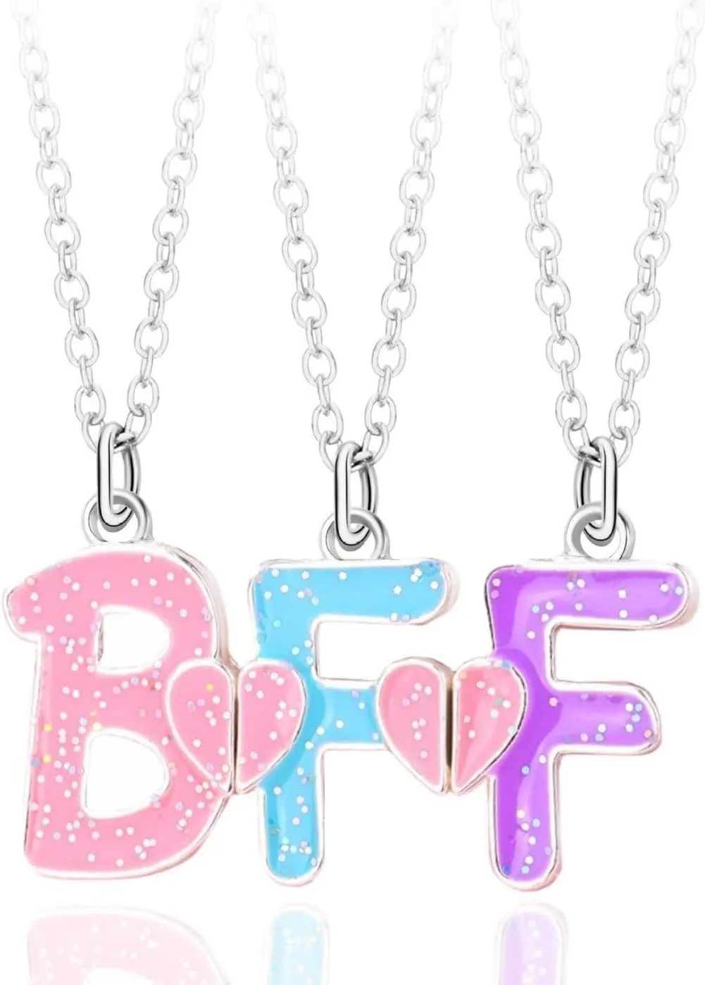 Best Friend Necklace Friendship Necklace Gifts Magnetic Matching BFF Necklace for 3 Girls