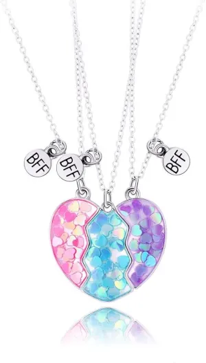 Best Friend Necklace Friendship Necklace Magnetic Matching Heart BFF Necklace for 3 Girls Friendship Gifts