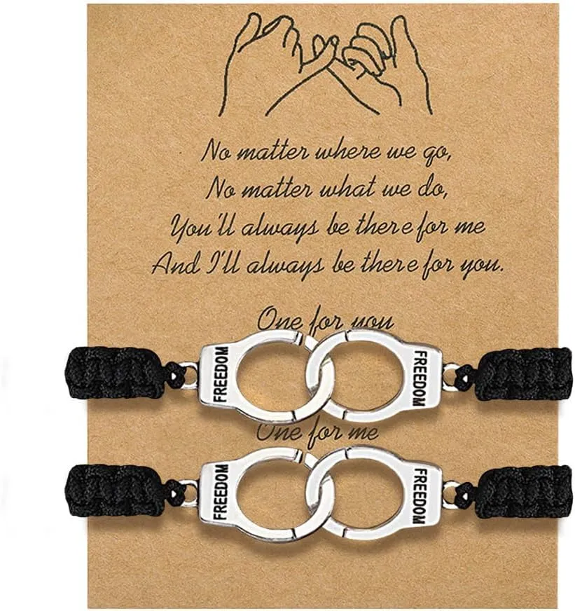 BFF Charm Friendship Adjustable Bracelets for Partner in Crime Handcuff BFF Gifts Best Friend Birthday Gifts for Women Men