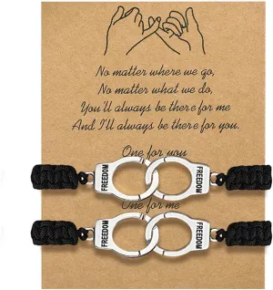 BFF Charm Friendship Adjustable Bracelets for Partner in Crime Handcuff BFF Gifts Best Friend Birthday Gifts for Women Men