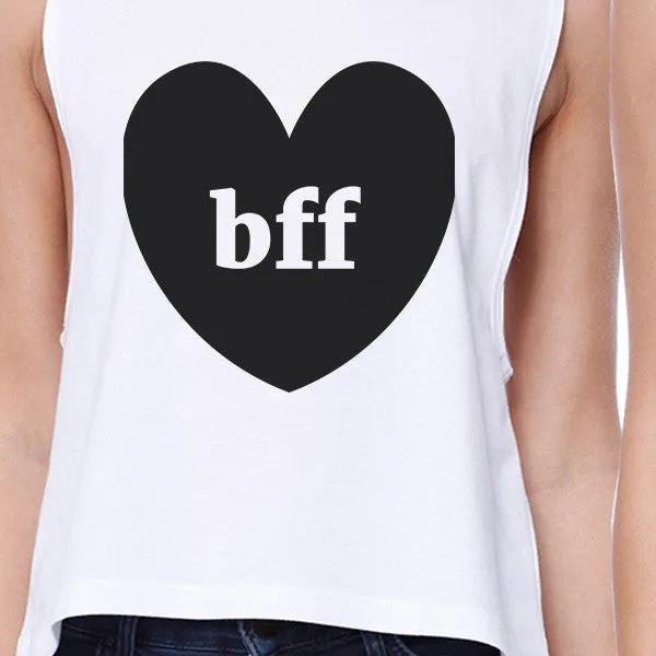 Bff Hearts BFF Matching White Crop Tops