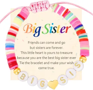 Big Sister Bracelet for Toddler Daughter Niece Big Sis Bracelet Matching Outfits shirts Sister Gift for Teen Girls Announcement Jewelry for Girls Charm Birthday Gifts