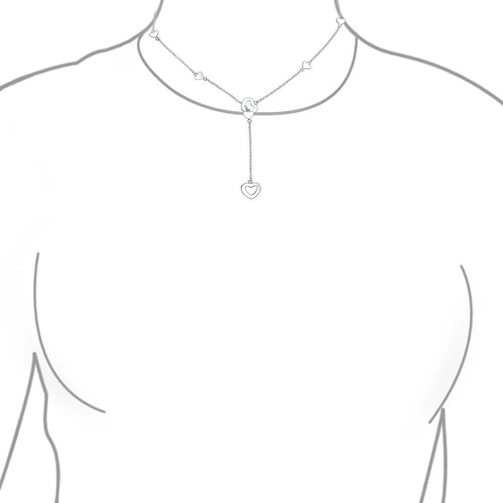 Bling Jewelry Floating Open Heart Pendant Necklace For Women For Girlfriend .925 Sterling Silver With Chain