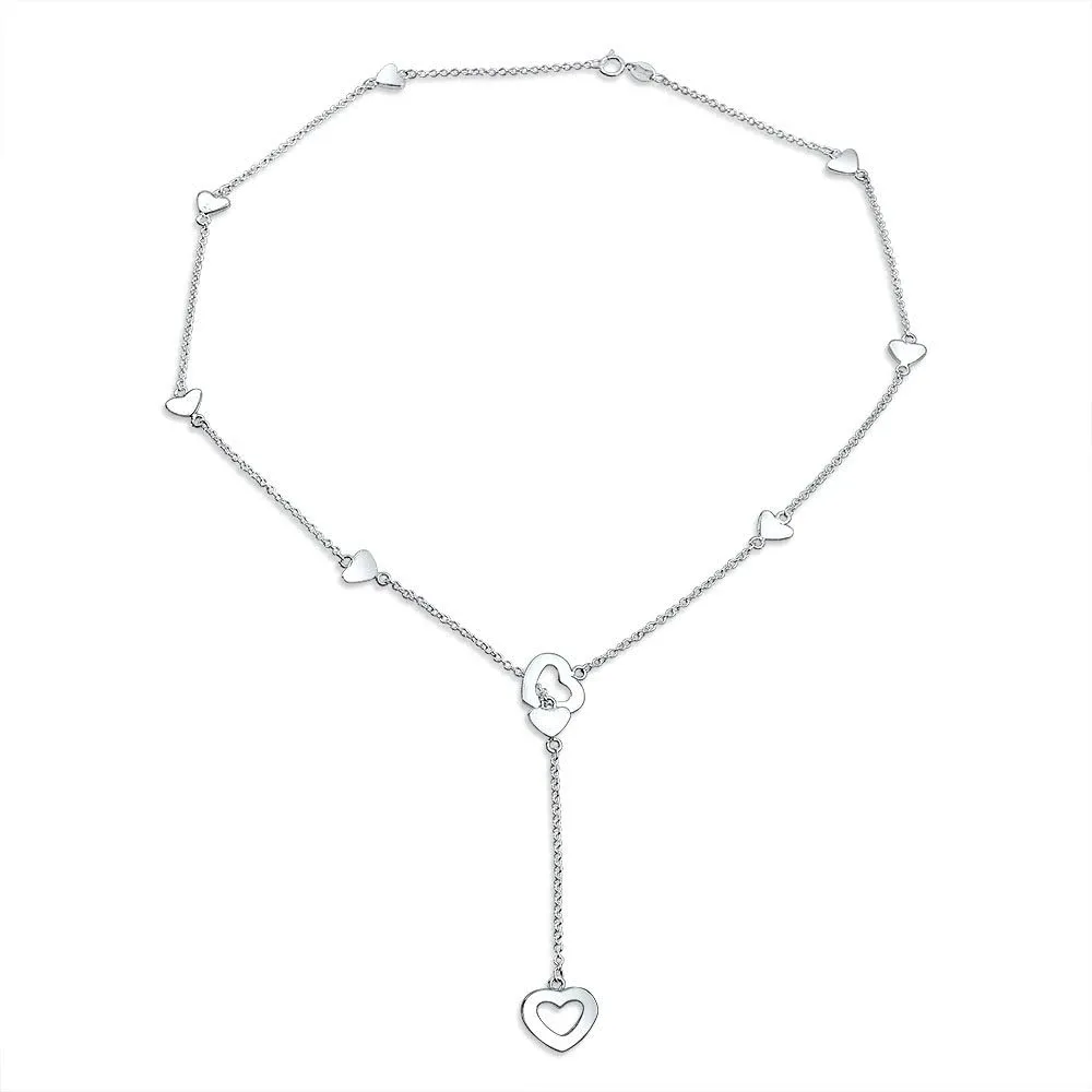 Bling Jewelry Floating Open Heart Pendant Necklace For Women For Girlfriend .925 Sterling Silver With Chain