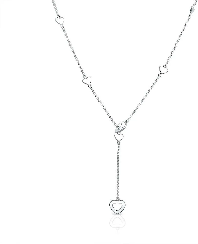 Bling Jewelry Floating Open Heart Pendant Necklace For Women For Girlfriend .925 Sterling Silver With Chain