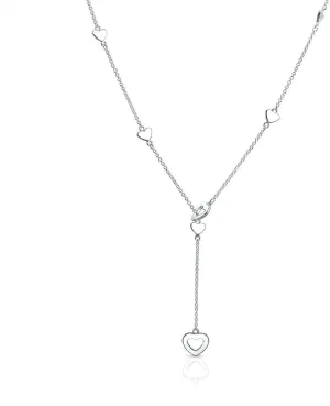Bling Jewelry Floating Open Heart Pendant Necklace For Women For Girlfriend .925 Sterling Silver With Chain