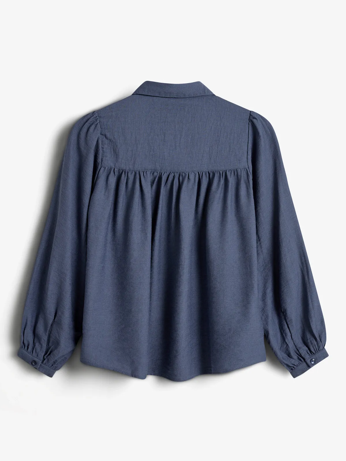 Blouse w. Shirt Collar - Tween - Vintage Blue
