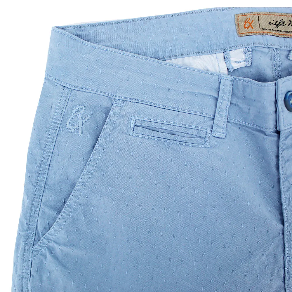 Blue Slim Fit Jacquard Shorts