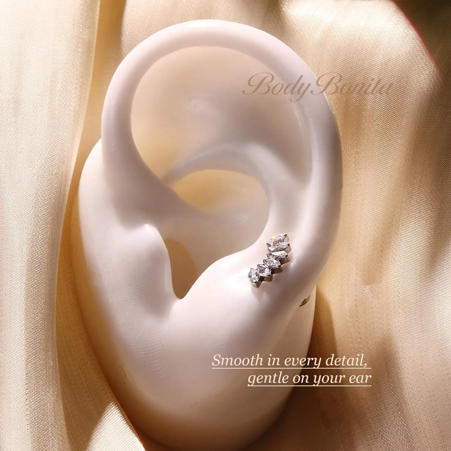 BodyBonita G23 Titanium Flat Back Stud Earrings Piercings - Hypoallergenic 16G Tragus Piercing Jewelry Helix Medusa Monroe Labret Lip Conch Earring 8mm
