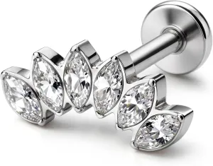 BodyBonita G23 Titanium Flat Back Stud Earrings Piercings - Hypoallergenic 16G Tragus Piercing Jewelry Helix Medusa Monroe Labret Lip Conch Earring 8mm