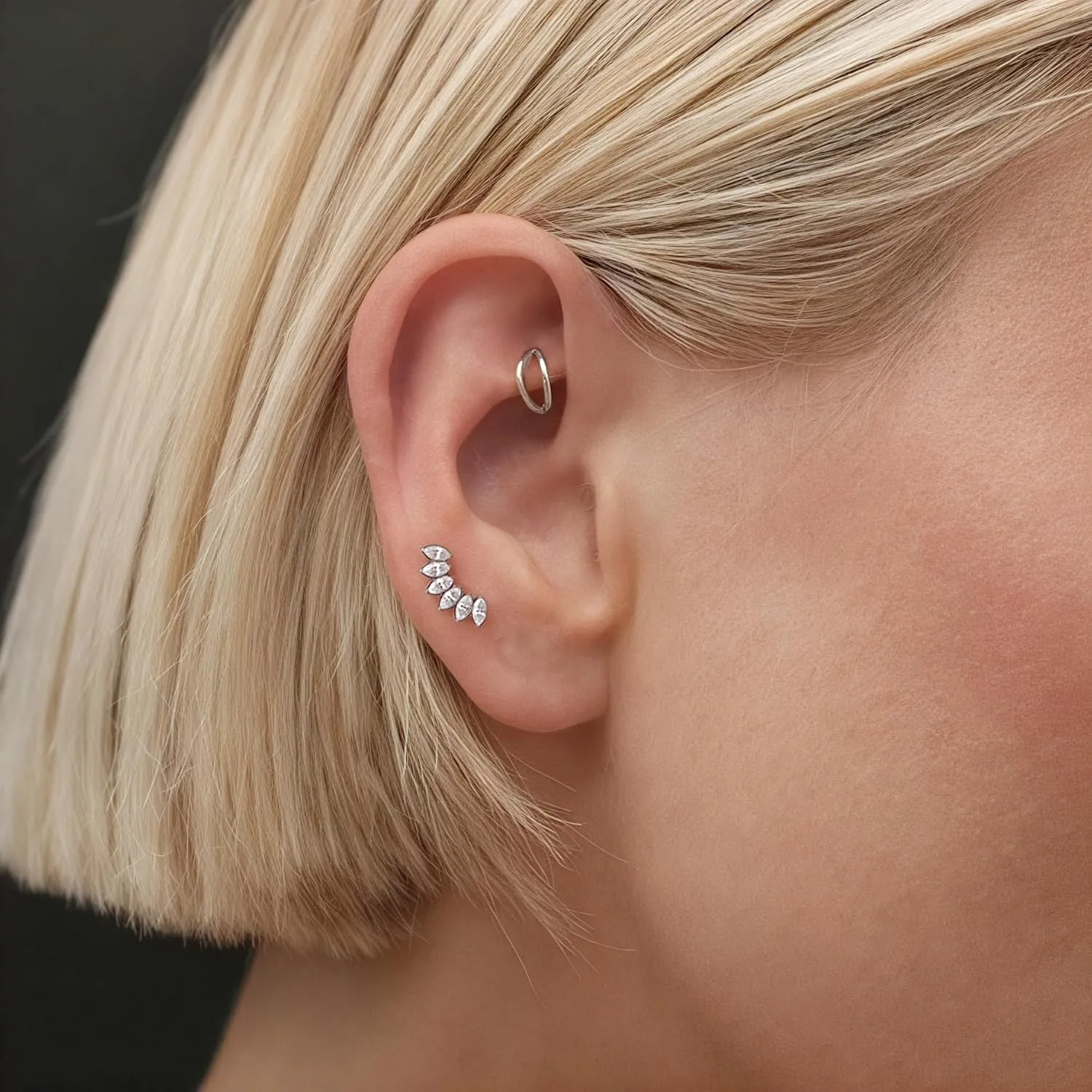 BodyBonita G23 Titanium Flat Back Stud Earrings Piercings - Hypoallergenic 16G Tragus Piercing Jewelry Helix Medusa Monroe Labret Lip Conch Earring 8mm