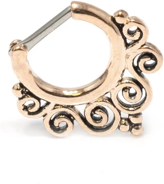 BodyJewelryOnline Septum Piercing Clicker - Tribal Swirls - 14ga or 16ga - 4 Color Options - 316L