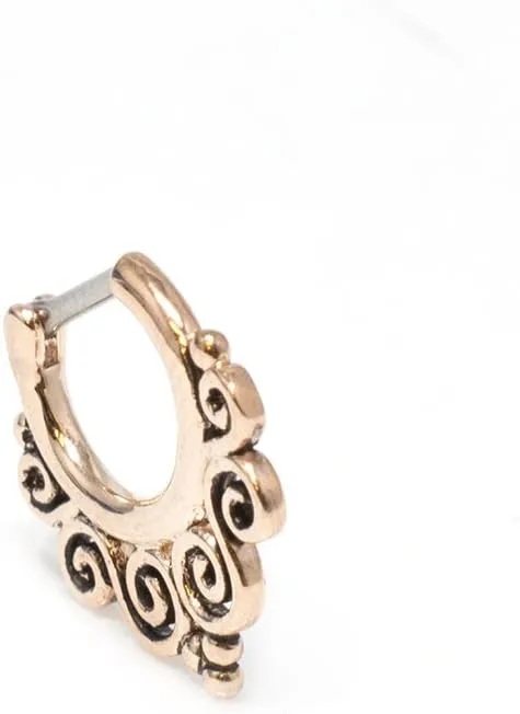 BodyJewelryOnline Septum Piercing Clicker - Tribal Swirls - 14ga or 16ga - 4 Color Options - 316L