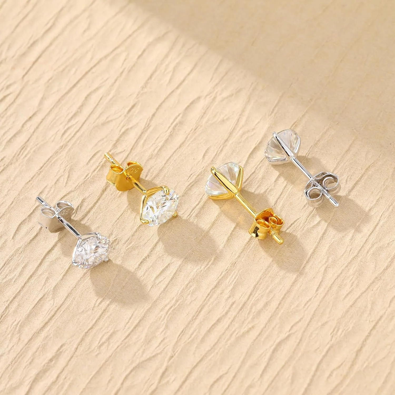BREN Moissanite Earrings for Women and Men - 925 Sterling Silver Hypoallergenic Imitation Diamond Stud Earrings