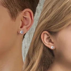 BREN Moissanite Earrings for Women and Men - 925 Sterling Silver Hypoallergenic Imitation Diamond Stud Earrings