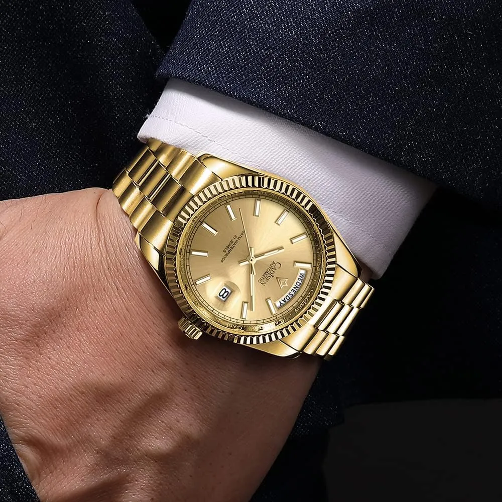 CADISEN Men's Automatic Watch, MIYOTA 8285 Movement Business Luxury Watch, Sapphire Luxury Mechanical Watch, Waterproof 100 Meter Stainless Steel Watch, Casual Homage, C8215