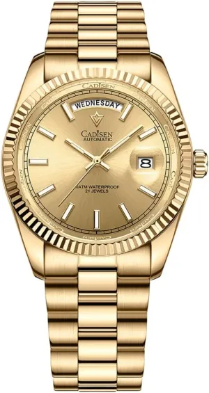CADISEN Men's Automatic Watch, MIYOTA 8285 Movement Business Luxury Watch, Sapphire Luxury Mechanical Watch, Waterproof 100 Meter Stainless Steel Watch, Casual Homage, C8215