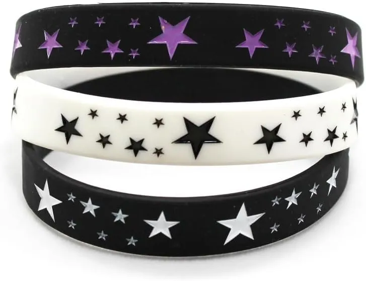Caiyao Silicone Wristbands Bracelets Poker Star Y2K Funny Wristbands Decoration for Women Men Teen Friends Gift-3Pcs Star