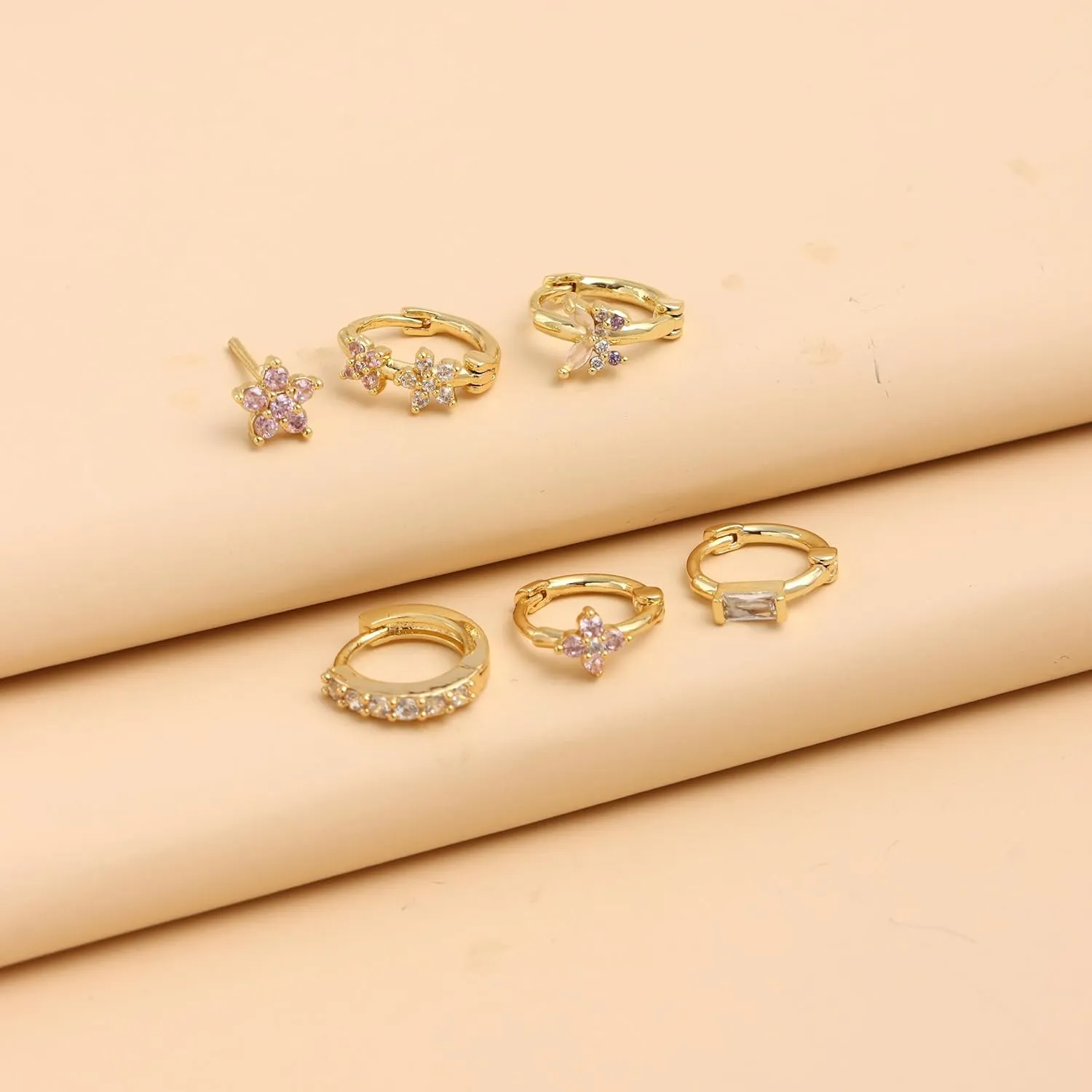 CASDAN Cartilage Stud Earrings Set for Women Dainty Gold Earrings 14k Gold Earring Hypoallergenic Earring Set for Multiple Piercing Small Hoop Earrings Gift for Her(Single Earrings Not A Pair)