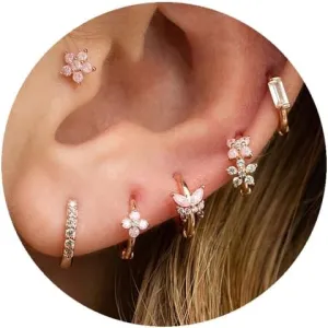 CASDAN Cartilage Stud Earrings Set for Women Dainty Gold Earrings 14k Gold Earring Hypoallergenic Earring Set for Multiple Piercing Small Hoop Earrings Gift for Her(Single Earrings Not A Pair)