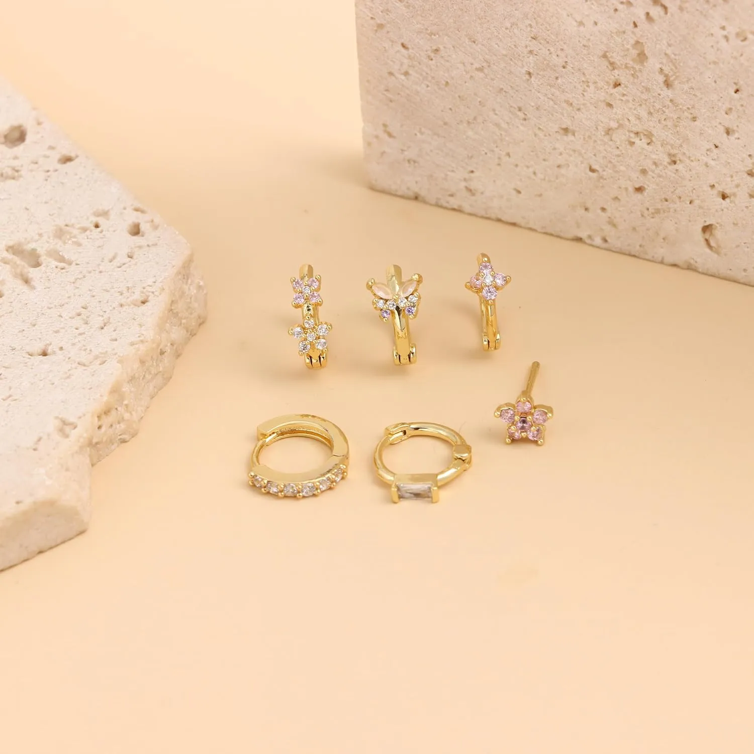 CASDAN Cartilage Stud Earrings Set for Women Dainty Gold Earrings 14k Gold Earring Hypoallergenic Earring Set for Multiple Piercing Small Hoop Earrings Gift for Her(Single Earrings Not A Pair)