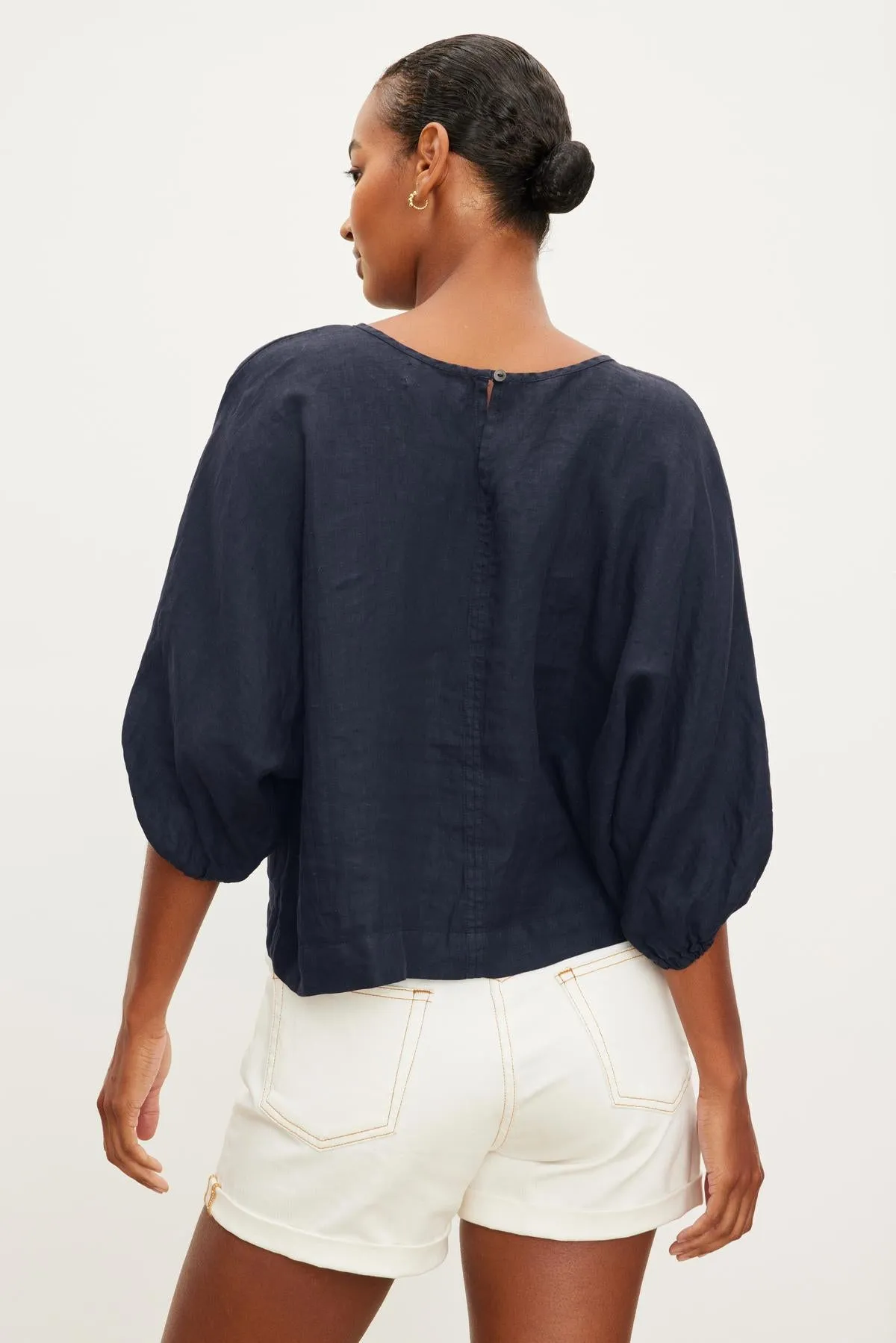 CASS LINEN CREW NECK TOP