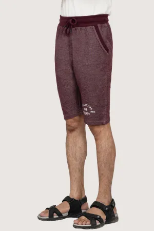 CHAIN YARN REGULAR FIT  MAROON MELANGE SHORTS