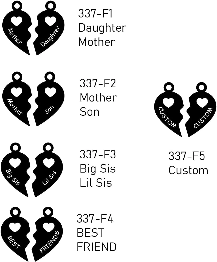 CharmSStory Customized Name 2pcs Matching Heart Love Mom Mother Daughter Son Sister Best Friends Charm for Women Girls Family Charms Compatible with Pandora Charms Bracelets
