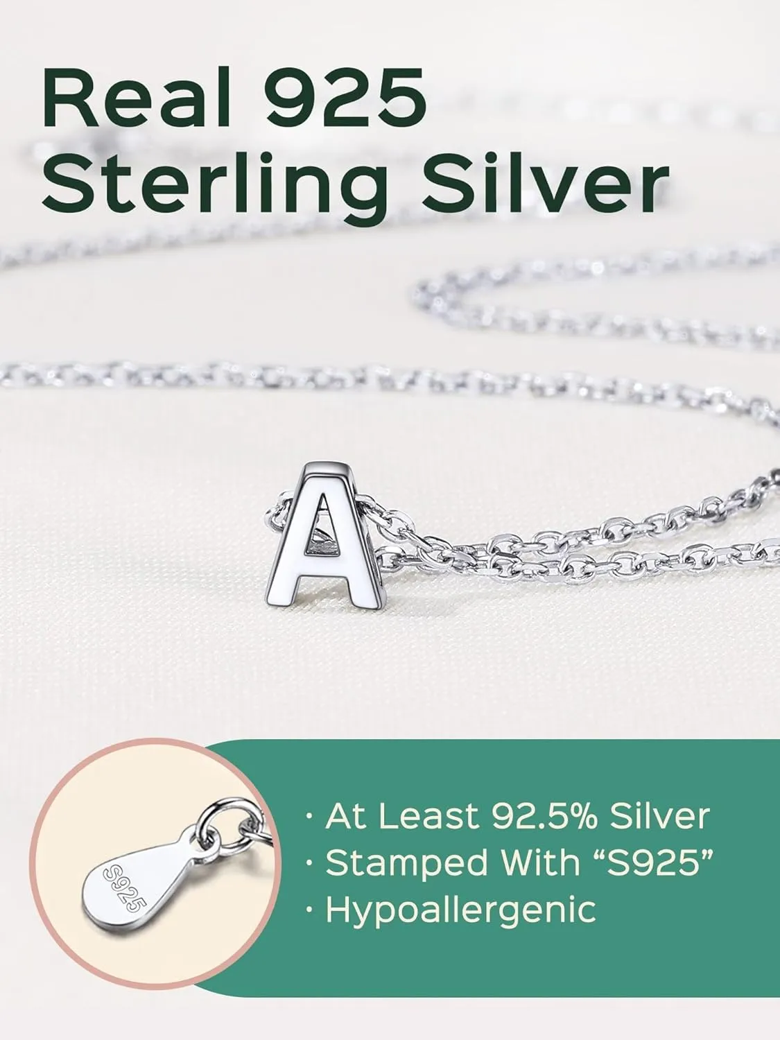 ChicSilver 925 Sterling Silver Initial Necklace for Women Dainty Letter Jewelry Personalized Gift (with Gift Box)
